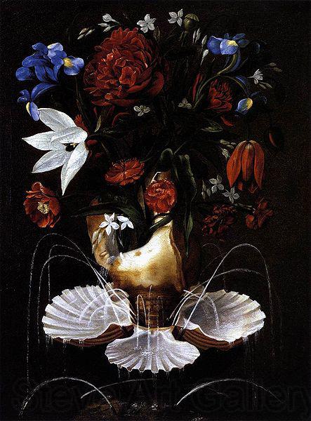 Juan de Espinosa Still-Life with Shell Fountain and Flowers
